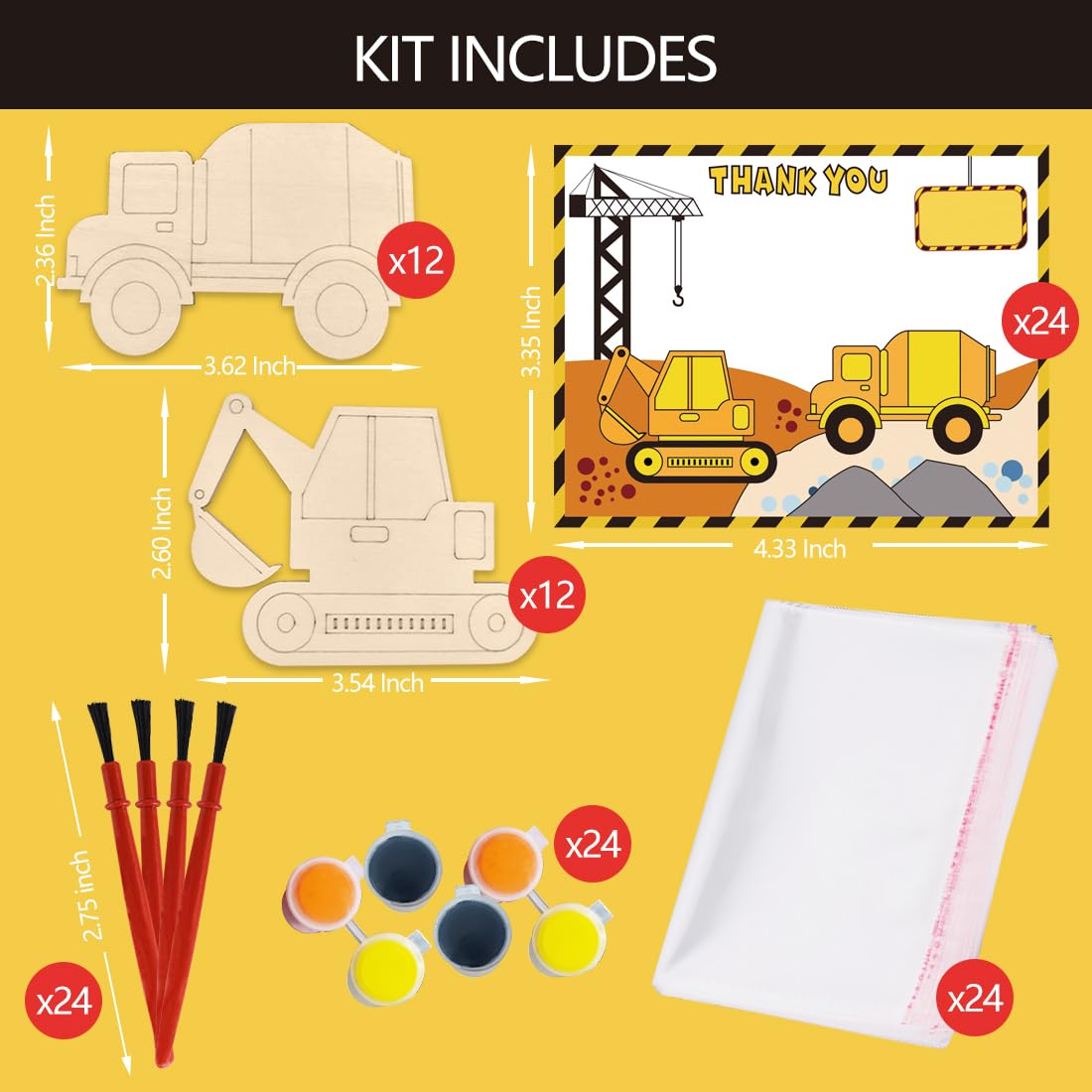 Jekocet construction birthday supplies wood crafts with vibrant colors