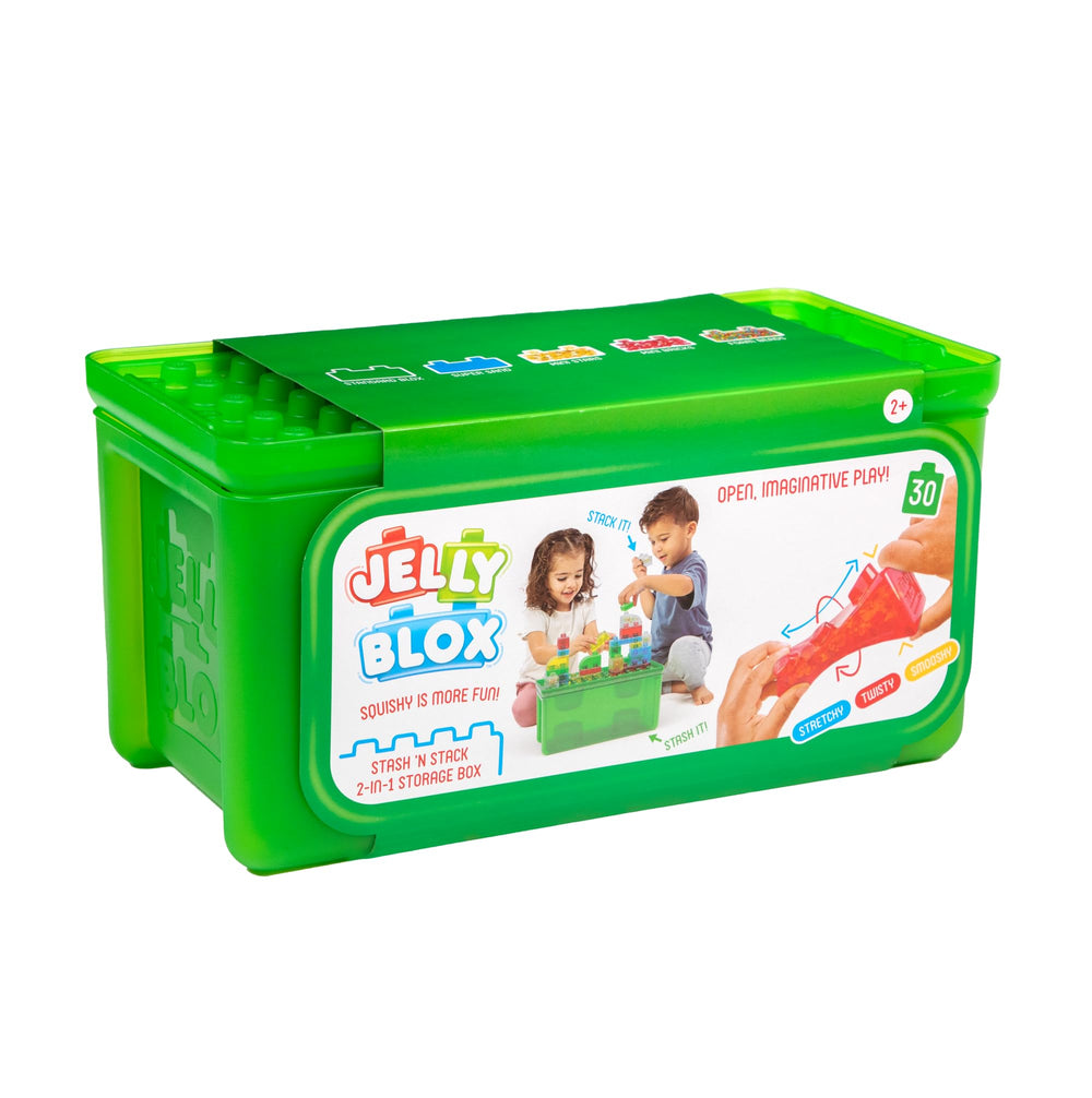 Jelly Blox sturdy storage case simplifies cleanup and organization.