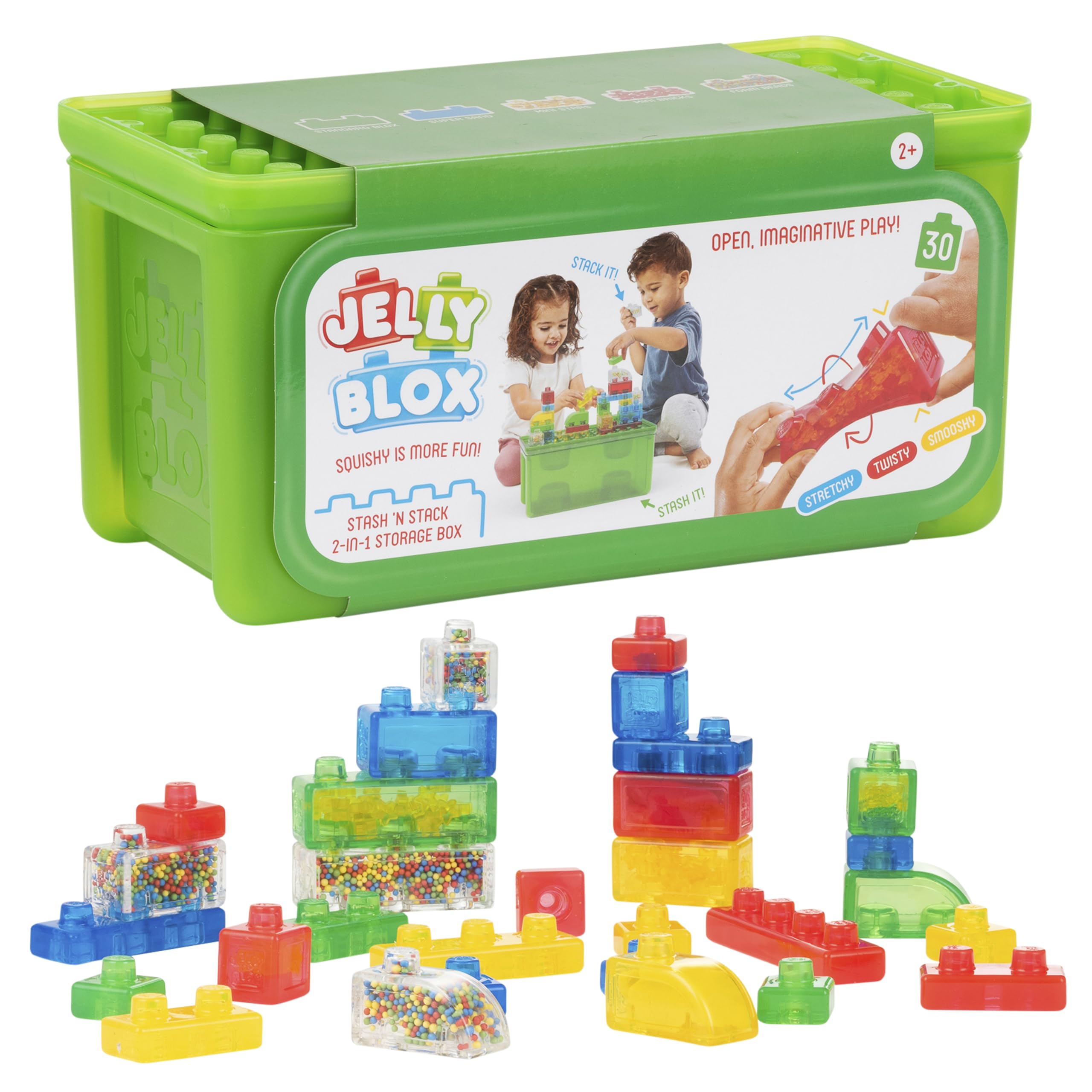 Jelly Blox Stash 'N Stack 30 blocks for creative tactile play.