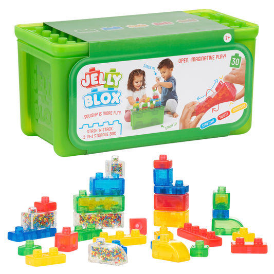 Jelly Blox Stash 'N Stack 30 blocks for creative tactile play.