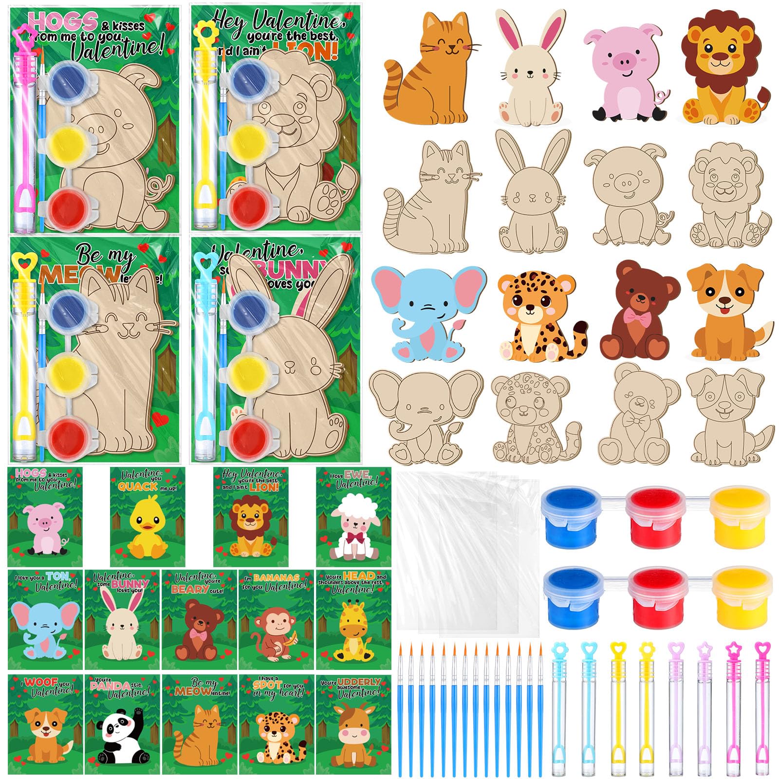 JellyArch 28-piece animals wood crafts for kids' creativity and party favors