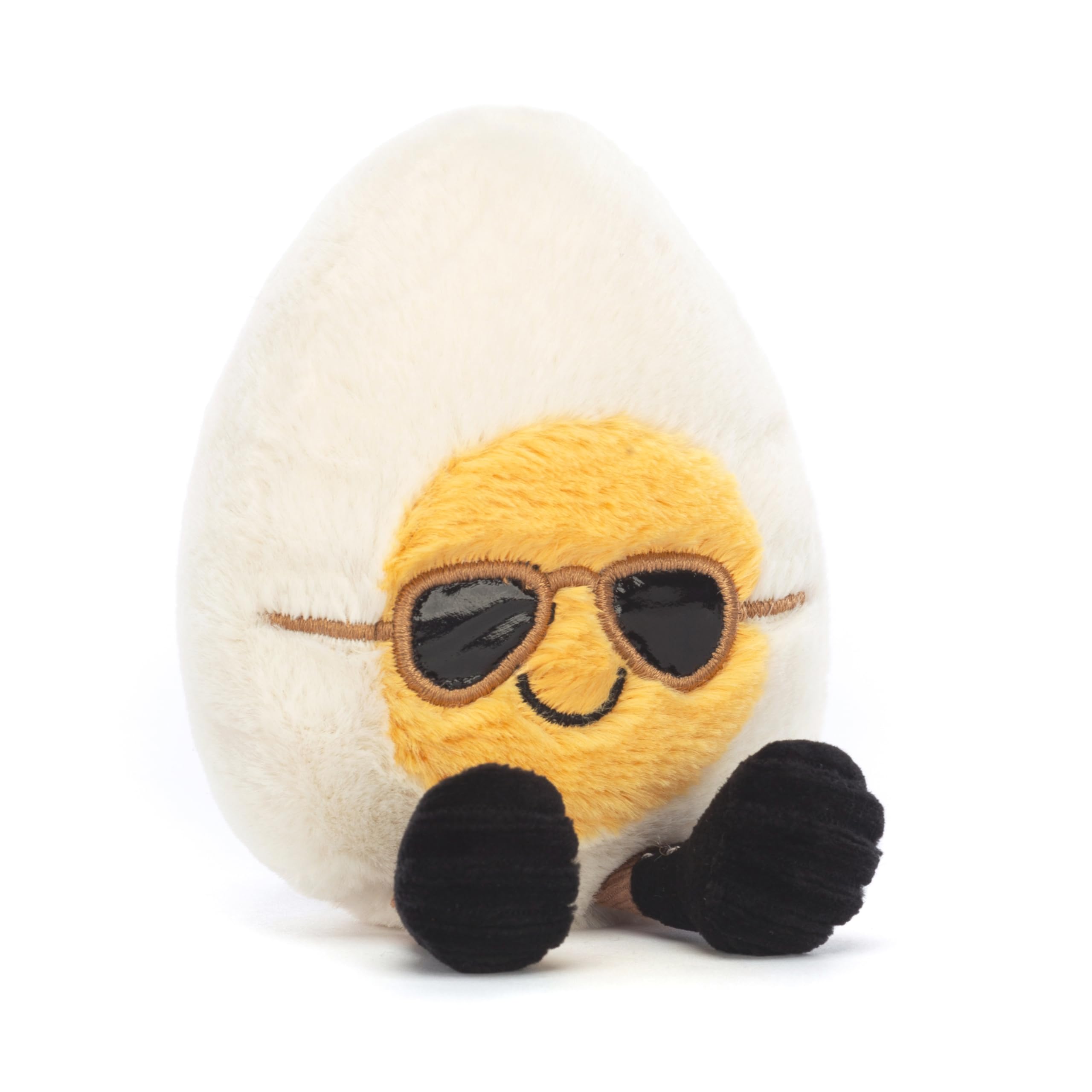 Jellycat Amuseables Boiled Egg Chic plush toy in cream and yellow fur for cuddling