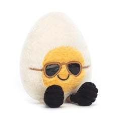 Jellycat Amuseables Boiled Egg Chic plush toy in cream and yellow fur for cuddling