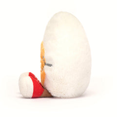 Jellycat Amuseables Boiled Egg Geek with grey stitched glasses for study vibes.