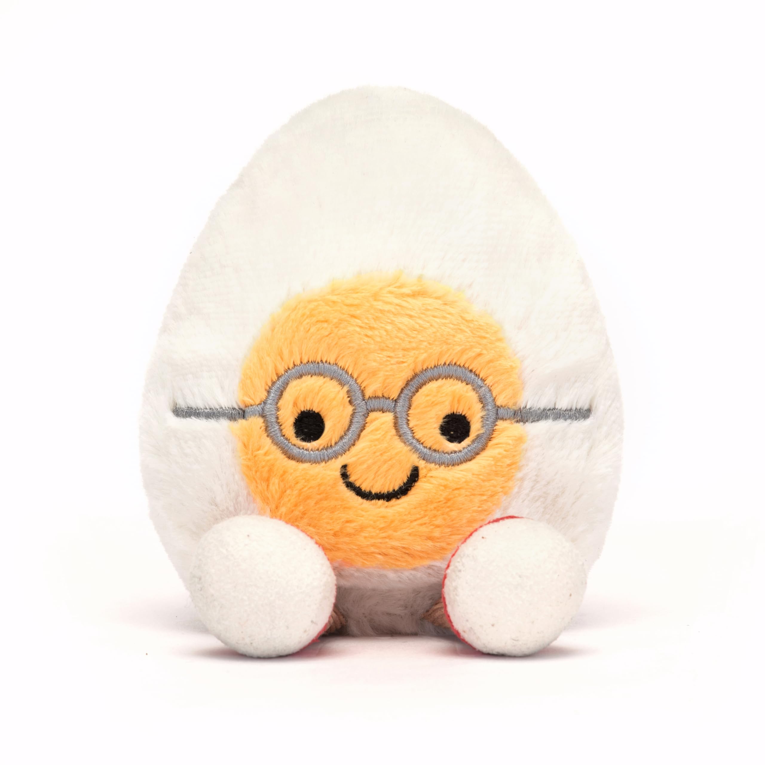 Jellycat Amuseables Boiled Egg Geek soft plush fabric for gentle hugs.