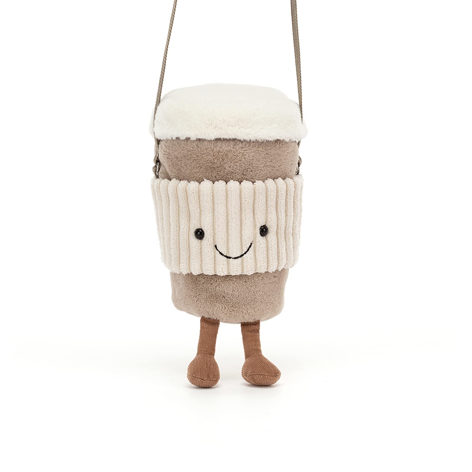 Jellycat Amuseables Coffee-To-Go plush with zip-top lid keeps essentials secure.