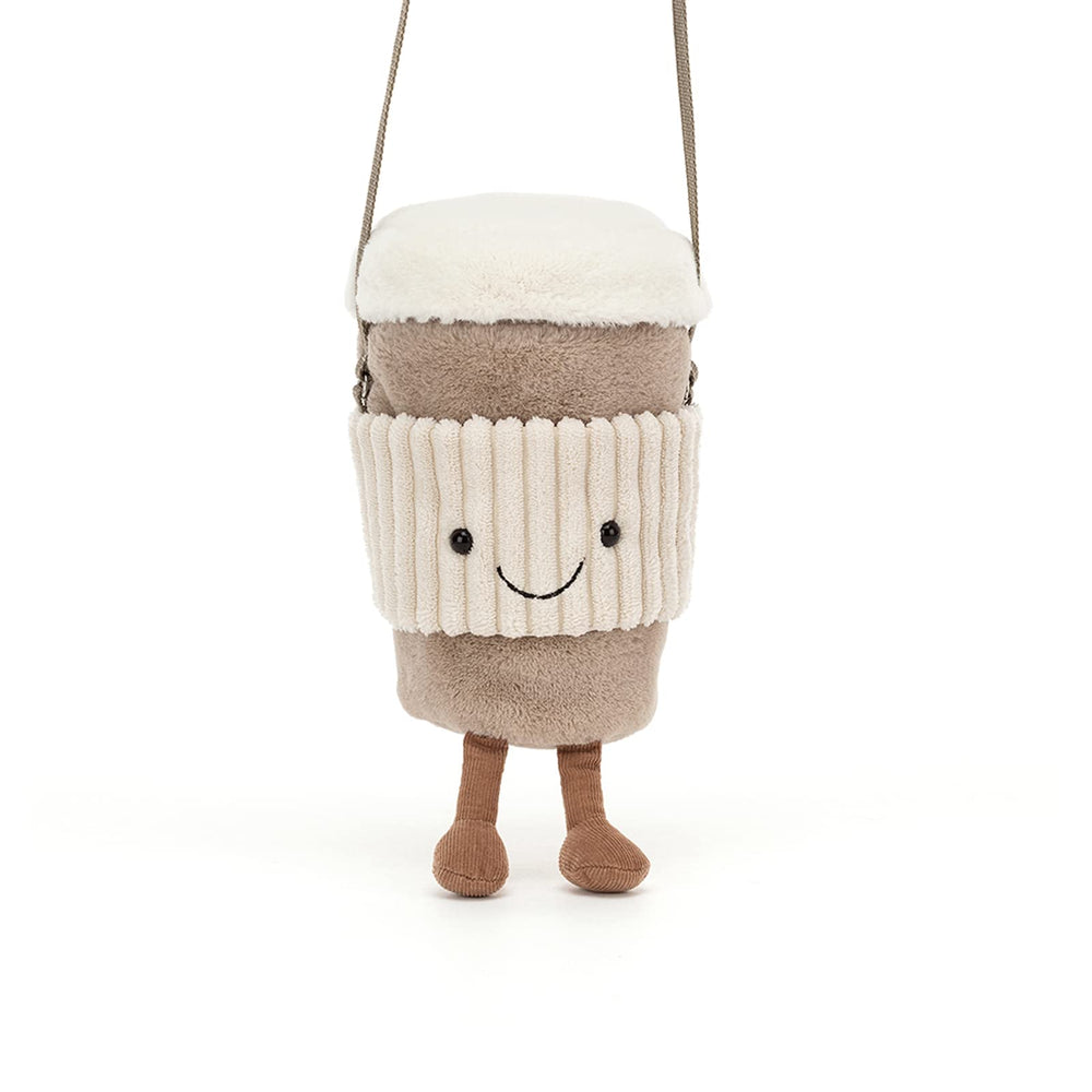 Jellycat Amuseables Coffee-To-Go plush with zip-top lid keeps essentials secure.