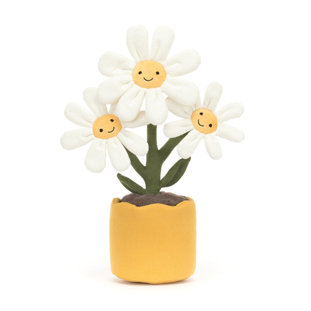 Jellycat Amuseables Daisy Pot sits 13 inches tall on shelves.