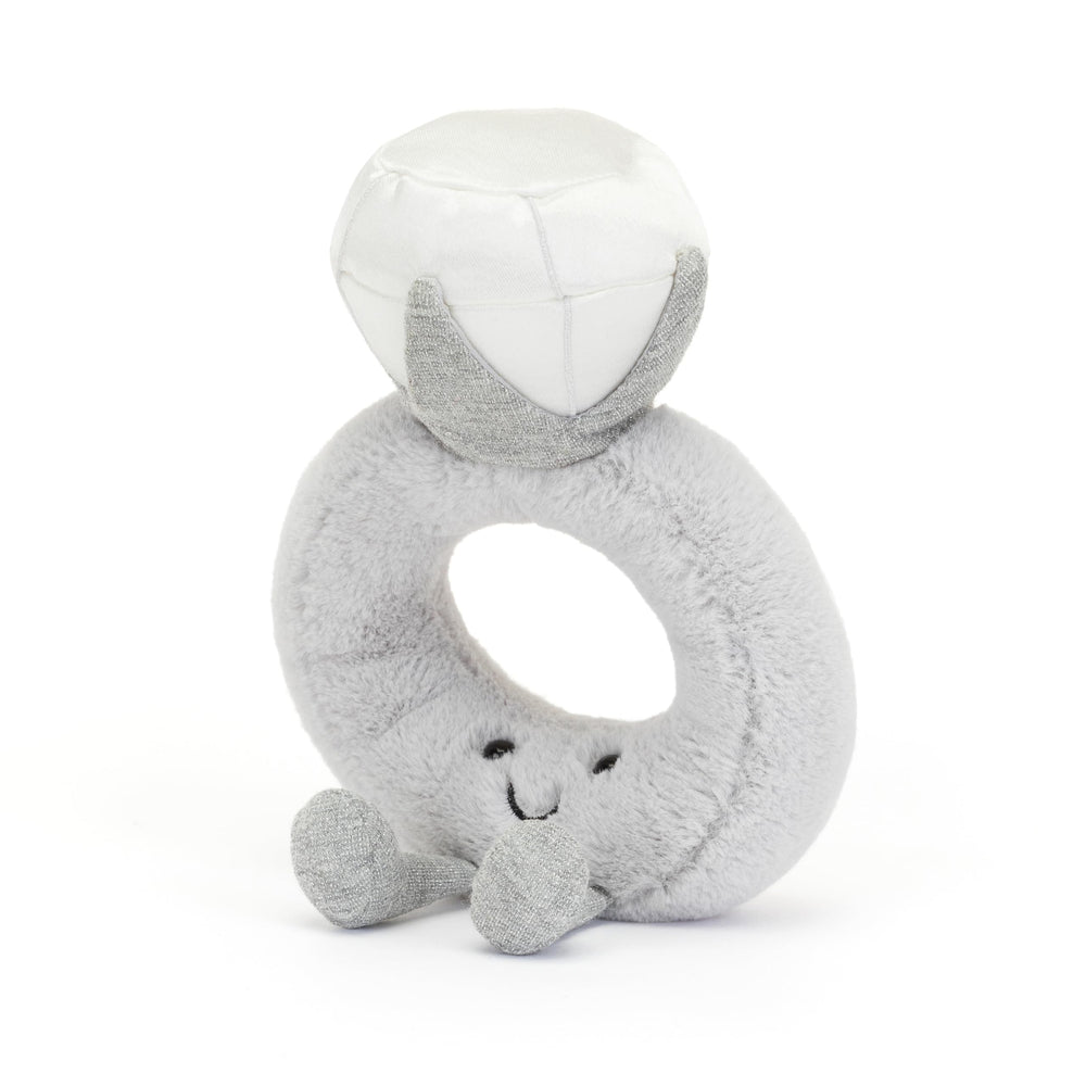 Jellycat Amuseables Diamond Ring glitter jersey diamond closeup with sparkle.