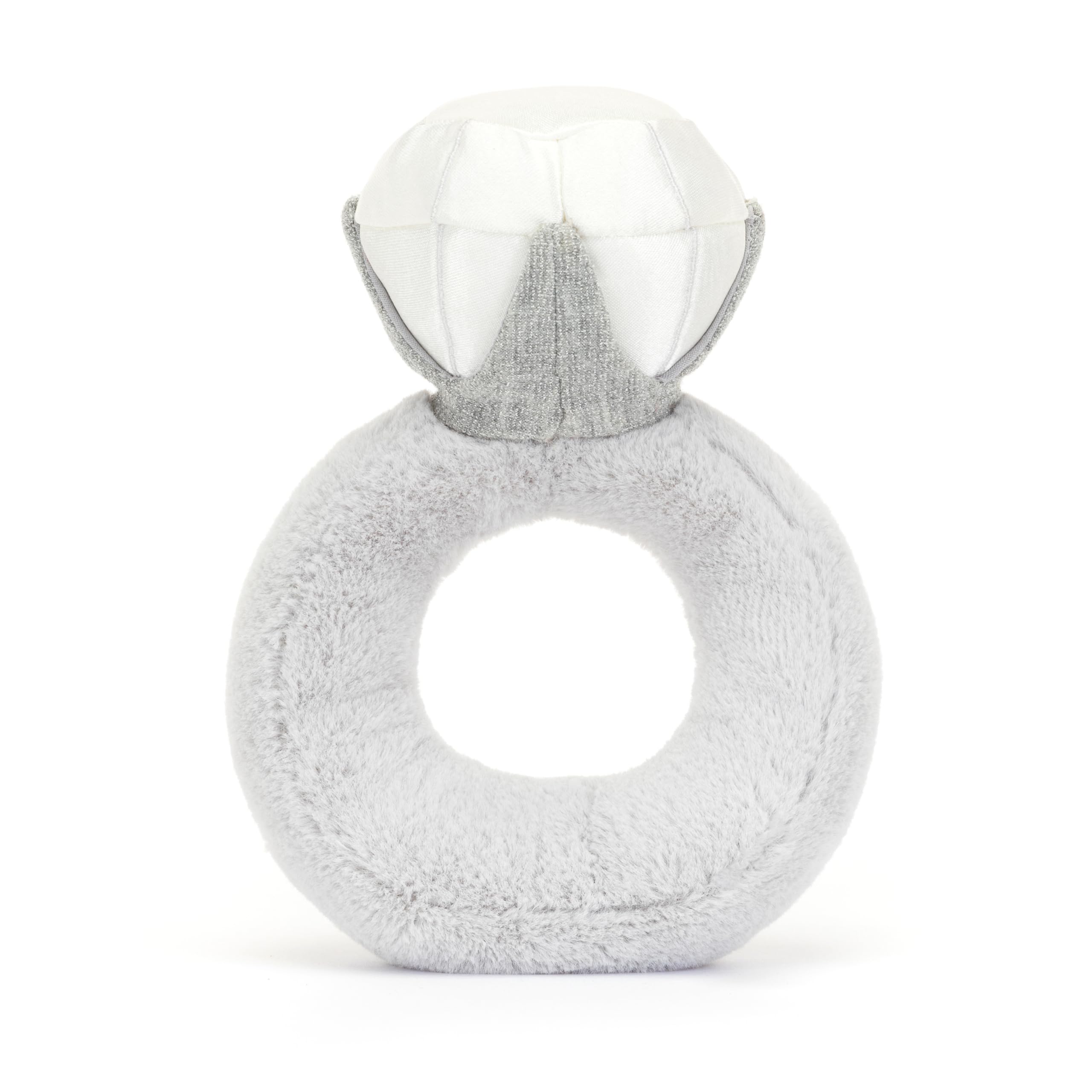Jellycat Amuseables Diamond Ring plush silver fur closeup showing soft texture.
