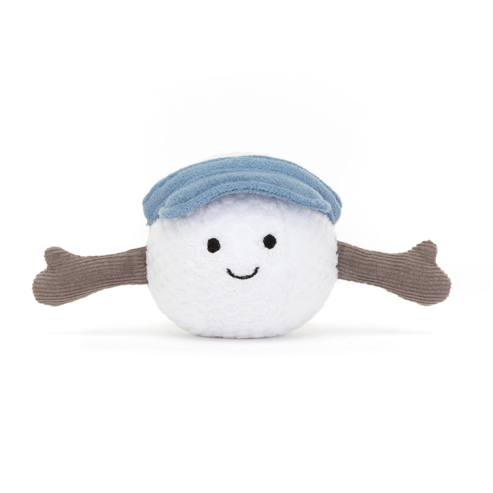 Jellycat Amuseables Golf Ball toy thumbs-up action captures positive mood.