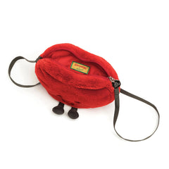 Jellycat Amuseables Heart Plush Bag closeup of fur texture and cheerful face