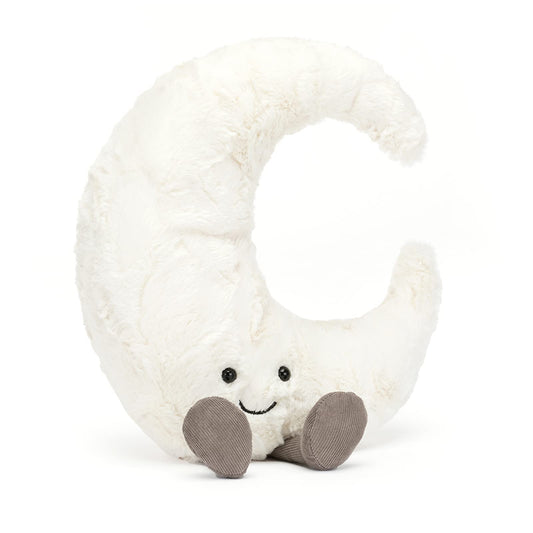 Jellycat Amuseables Moon with soft pearl fur for cozy hugs