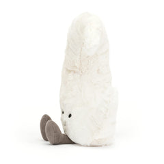 Moon plush's weighted bottom helps it stand upright