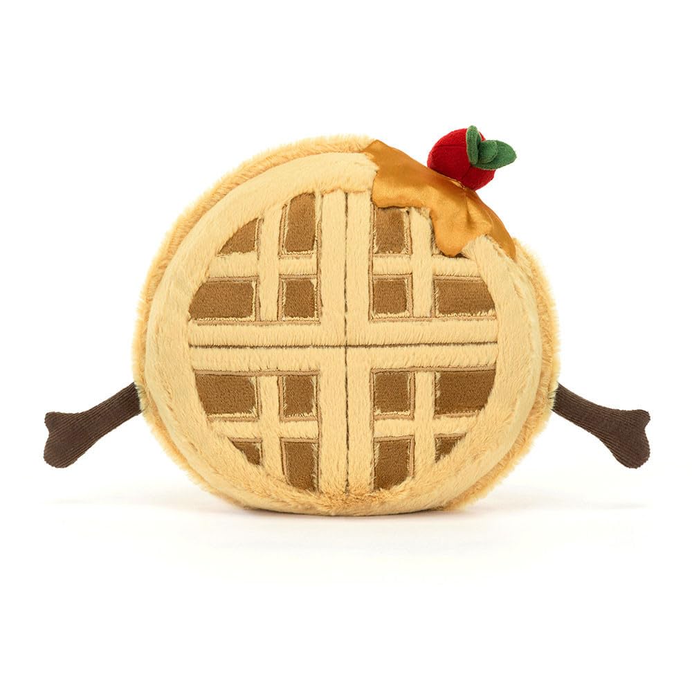 Jellycat Amuseables Rene Waffle with silky syrup hat, adds whimsy to playtime.