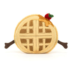 Jellycat Amuseables Rene Waffle with silky syrup hat, adds whimsy to playtime.