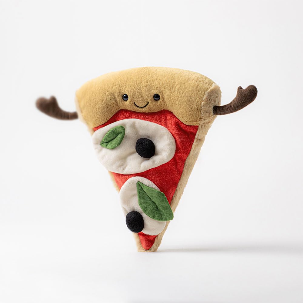 Jellycat Amuseables Slice of Pizza corduroy arms, expressive pose perfect for playful storytelling