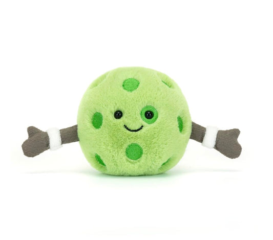 Jellycat Amuseables Sports Pickleball 3 side view, durable stuffed friend for imaginative play