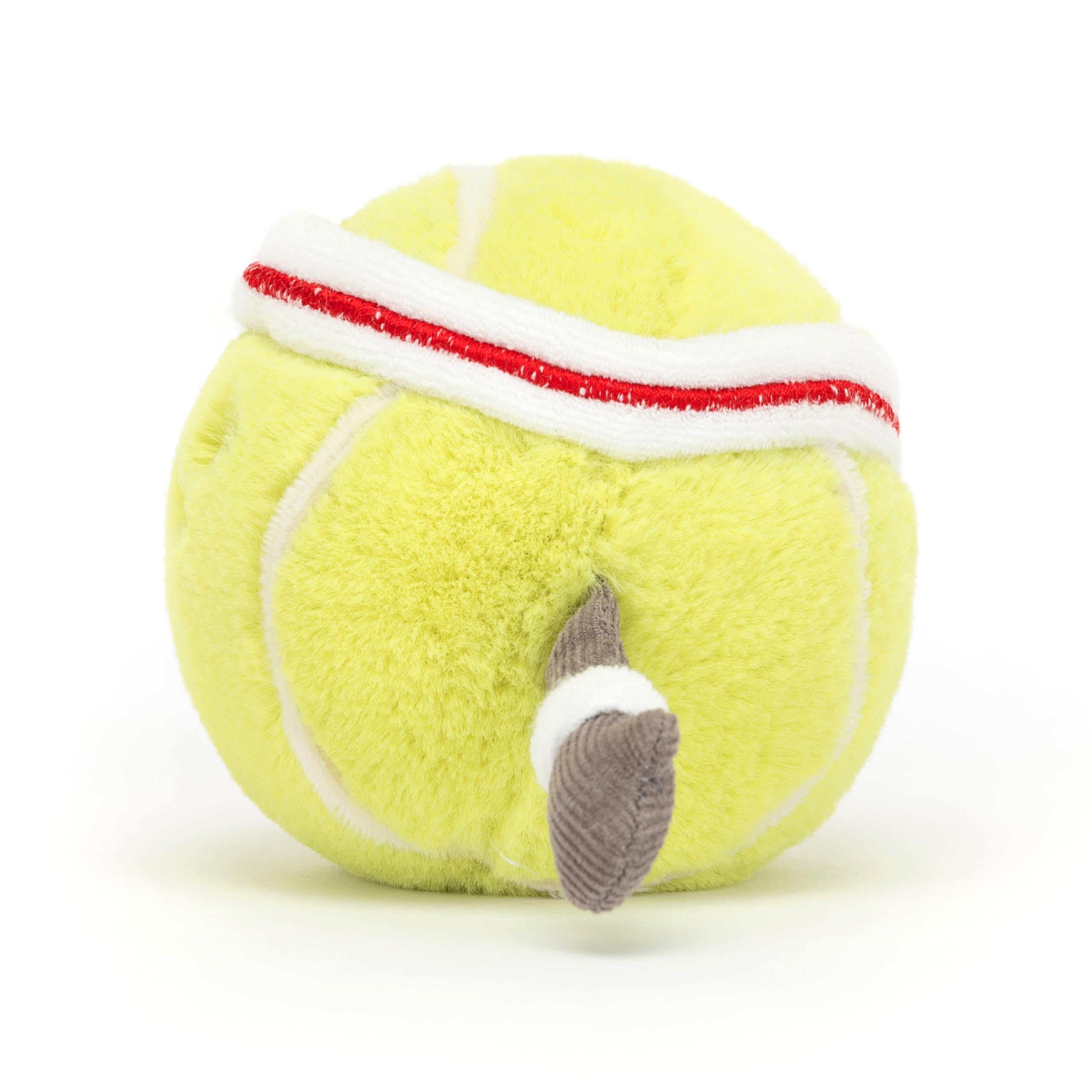 Jellycat Amuseables Tennis Ball in yellow velvet fur for desk decor.