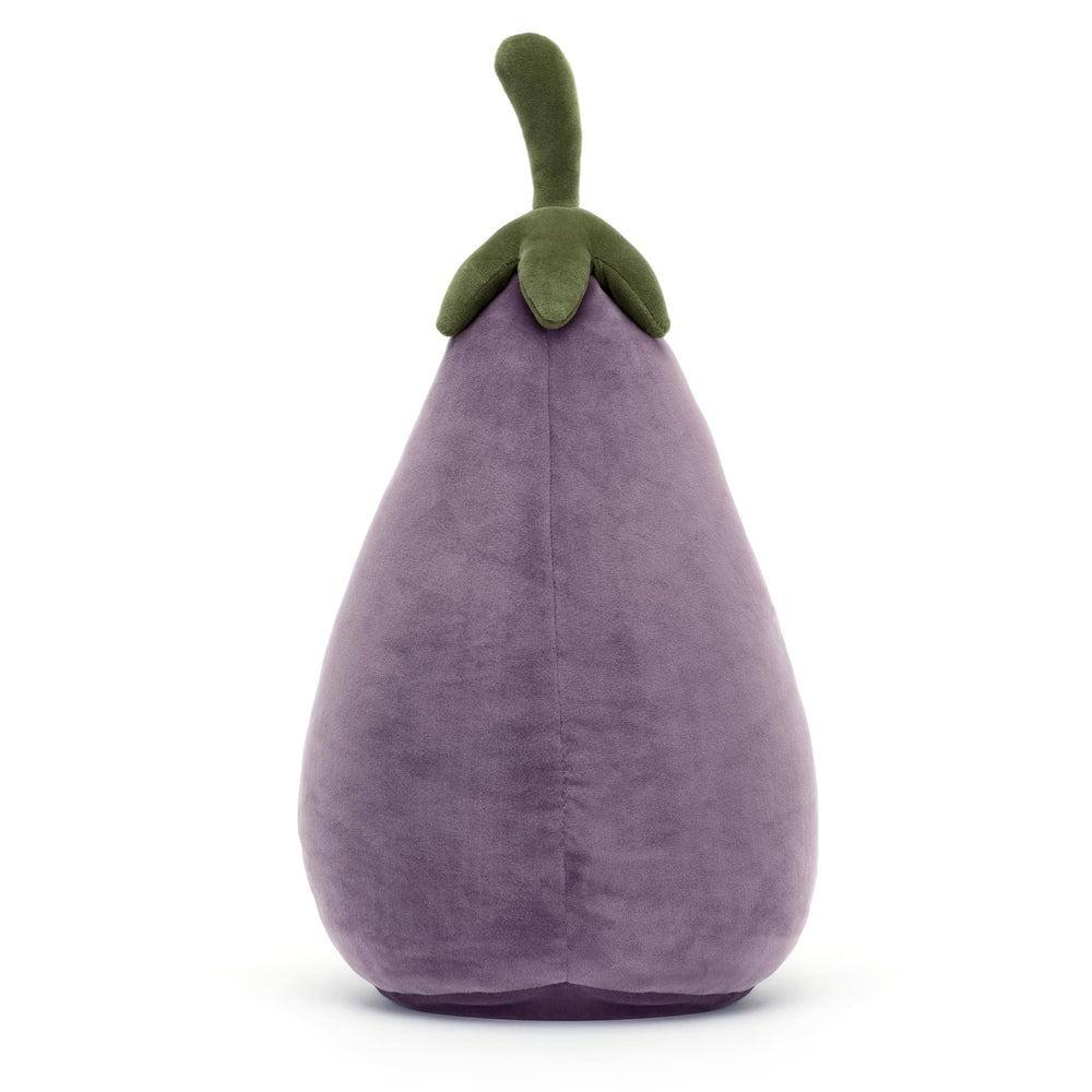 Jellycat Aubergine plush features a beany bottom for stable seating.