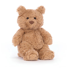 Jellycat Bartholomew Bear front view with tawny fur, ideal for bedtime snuggles.