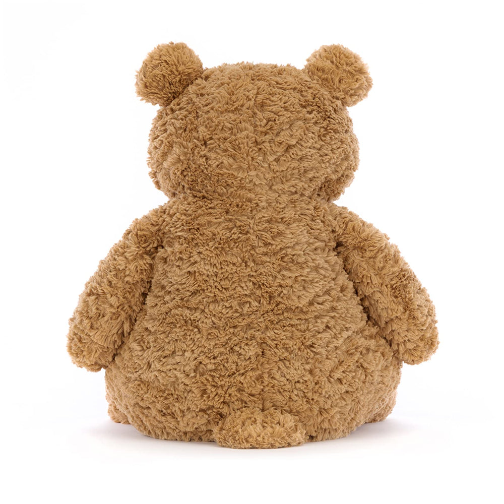 Jellycat Bartholomew Bear measures 10 inches for portable cuddles