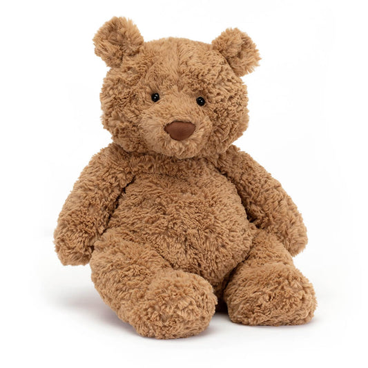 Jellycat Bartholomew Bear front view shows soft plush for cuddles.