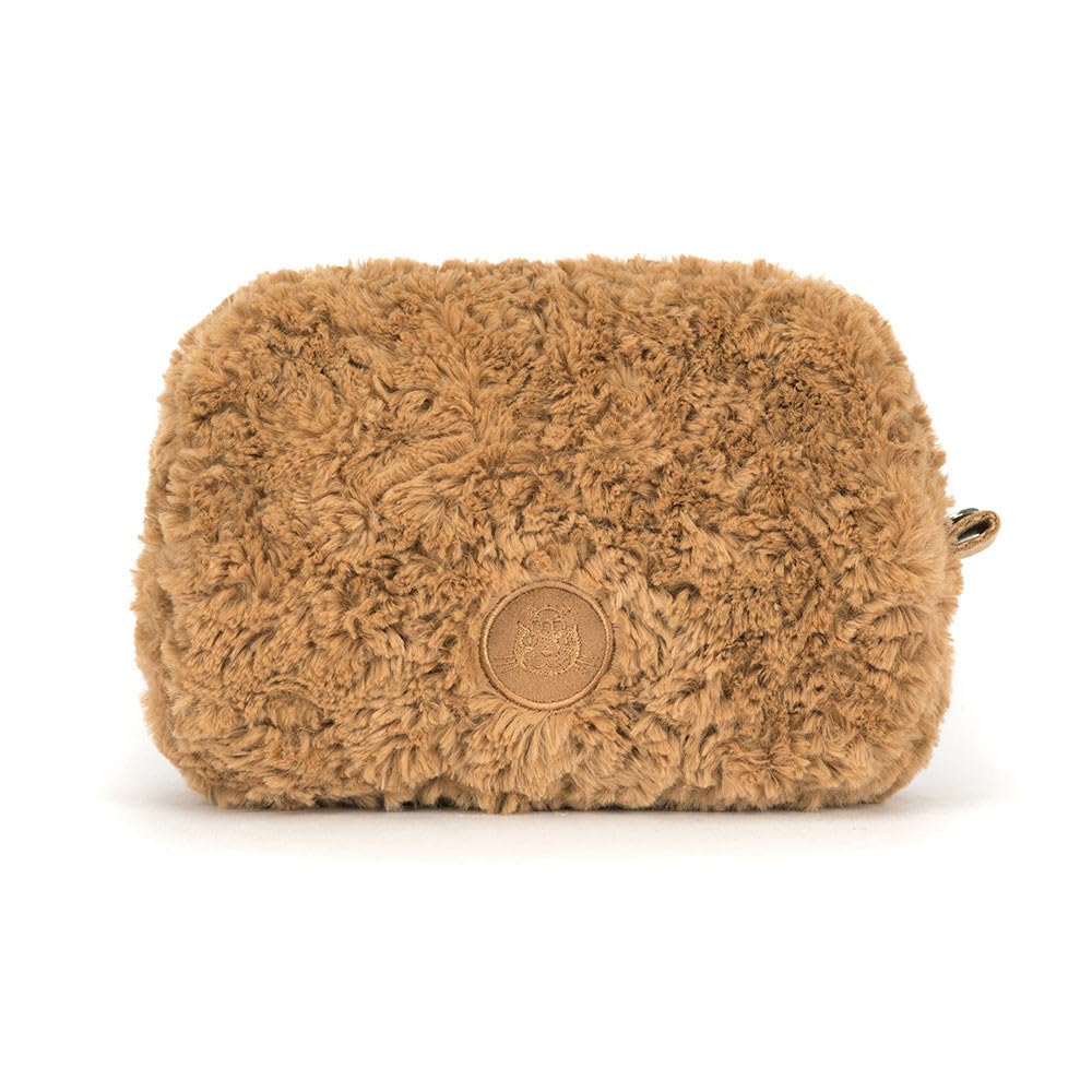 Jellycat Bartholomew Bear plush pouch close-up of soft materials