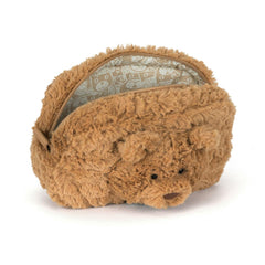 Jellycat Bartholomew Bear plush pouch open interior for small treasures
