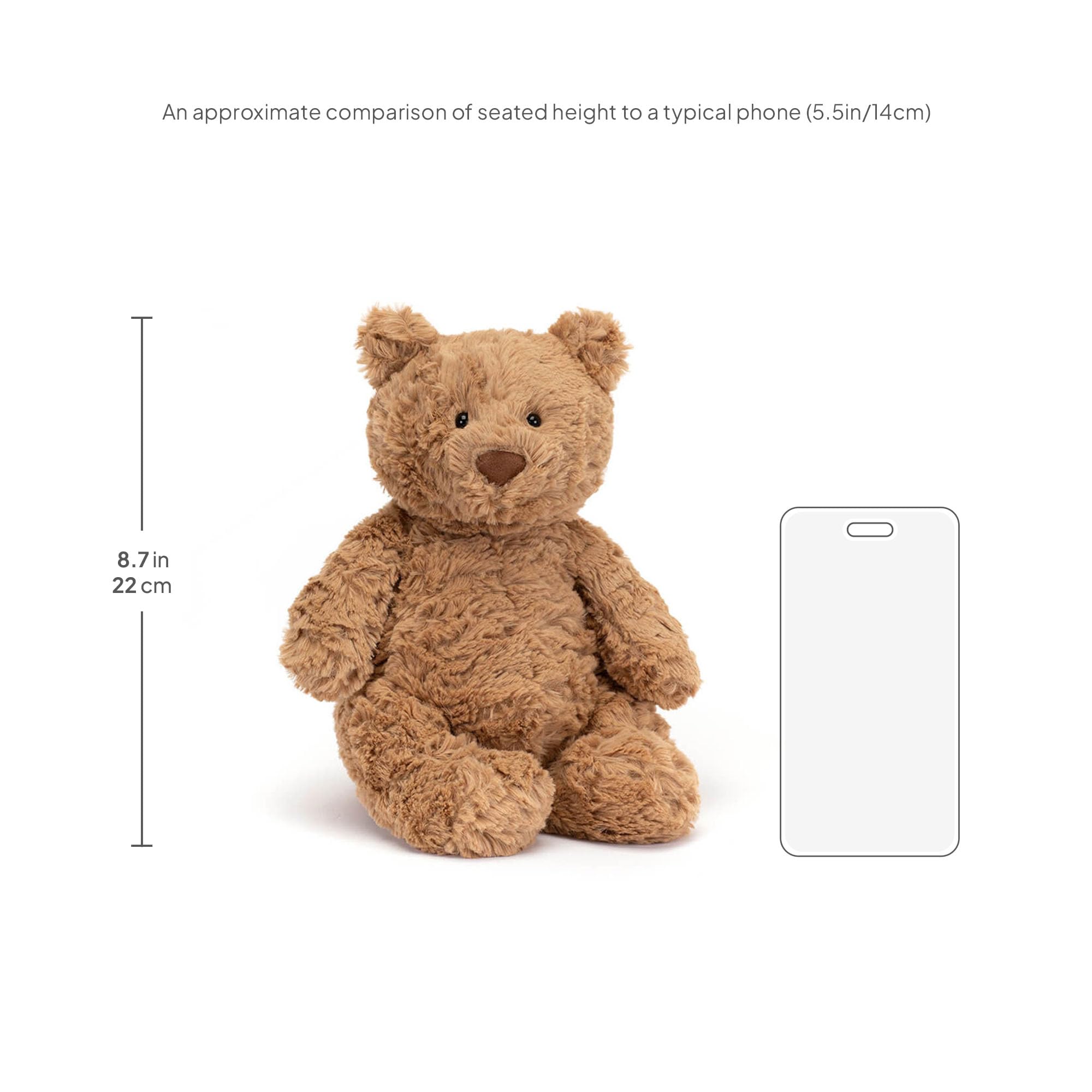 Jellycat Bartholomew Bear sits up easily for storytelling
