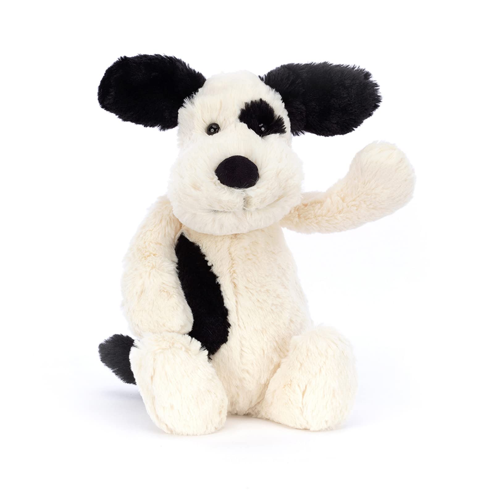 Jellycat Bashful Puppy side view shows balanced proportions for cuddling
