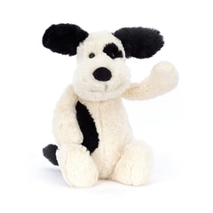 Jellycat Bashful Puppy side view shows balanced proportions for cuddling