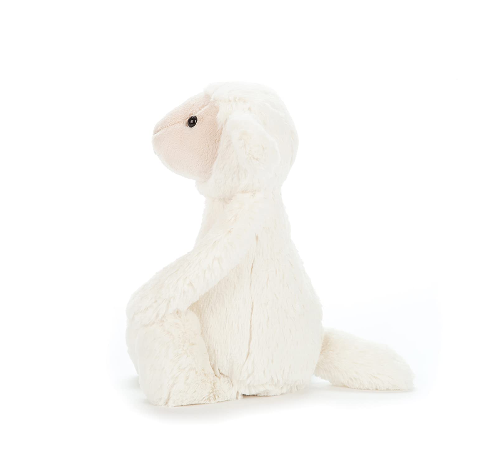 Jellycat Bashful Lamb side profile showing cuddly plush for bedtime routines
