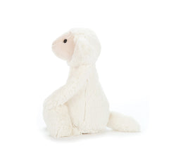 Jellycat Bashful Lamb side profile showing cuddly plush for bedtime routines