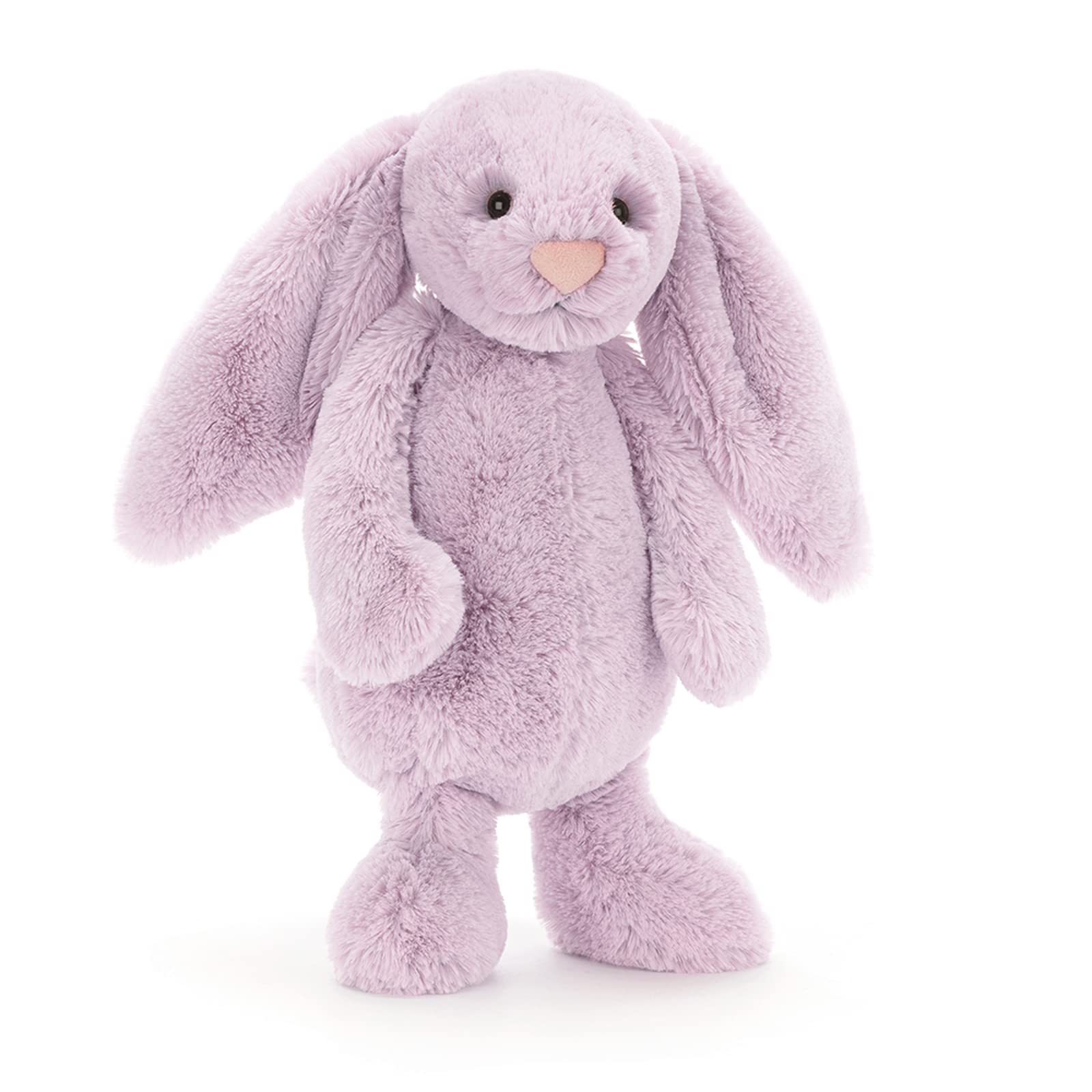 Jellycat Bashful Lilac Bunny sitting pose, a versatile gift for all ages.