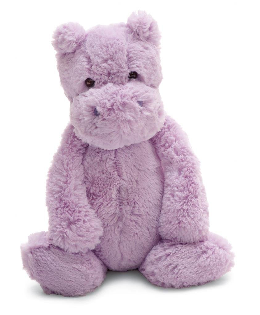 Jellycat Bashful Lilac Hippo plush, front view, ideal for hugs and imaginative play