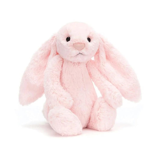 Jellycat Bashful Pink Bunny Medium front view, inviting cuddles with soft plush