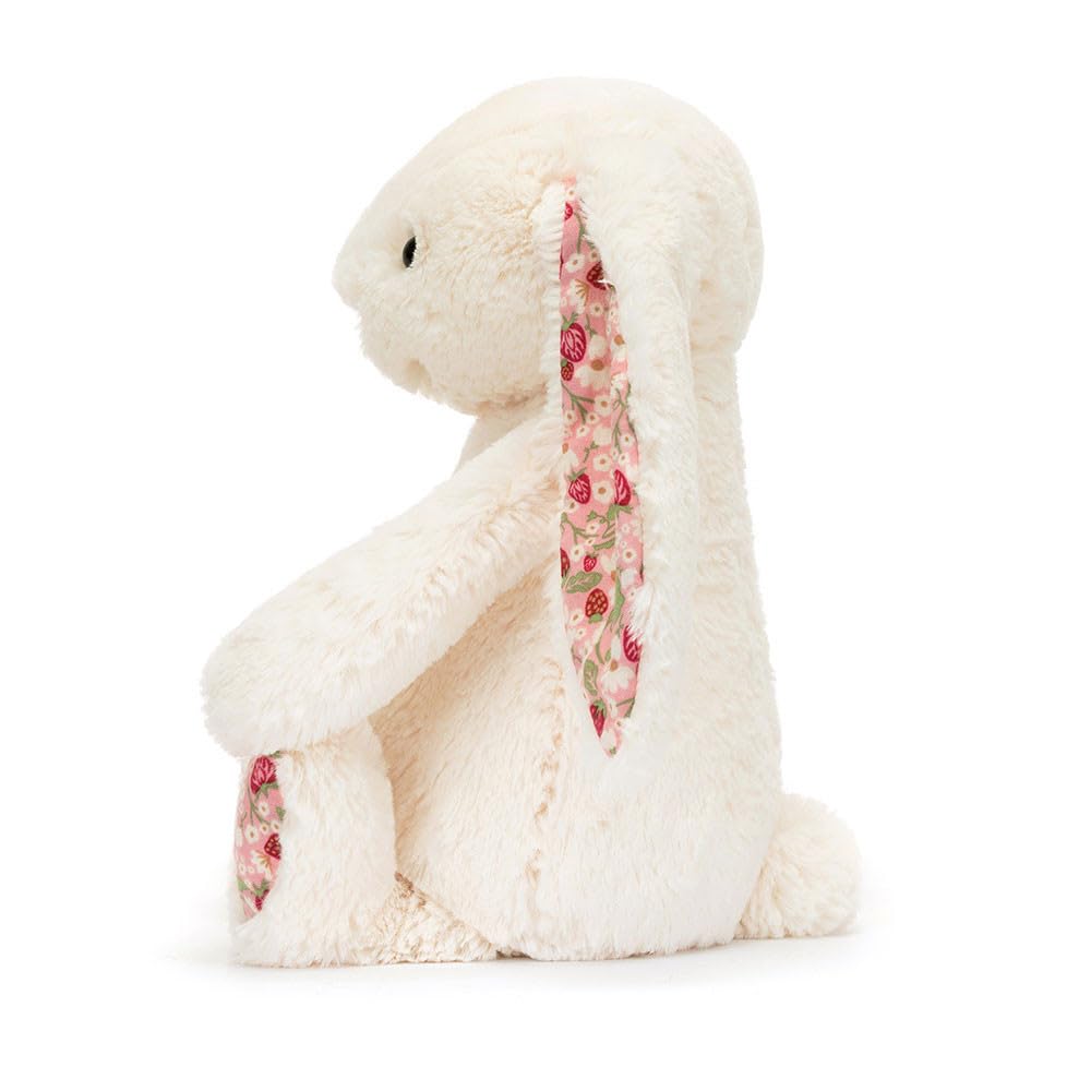 Jellycat Blossom Cream Bunny Berry ears show plush texture ideal for cuddling.