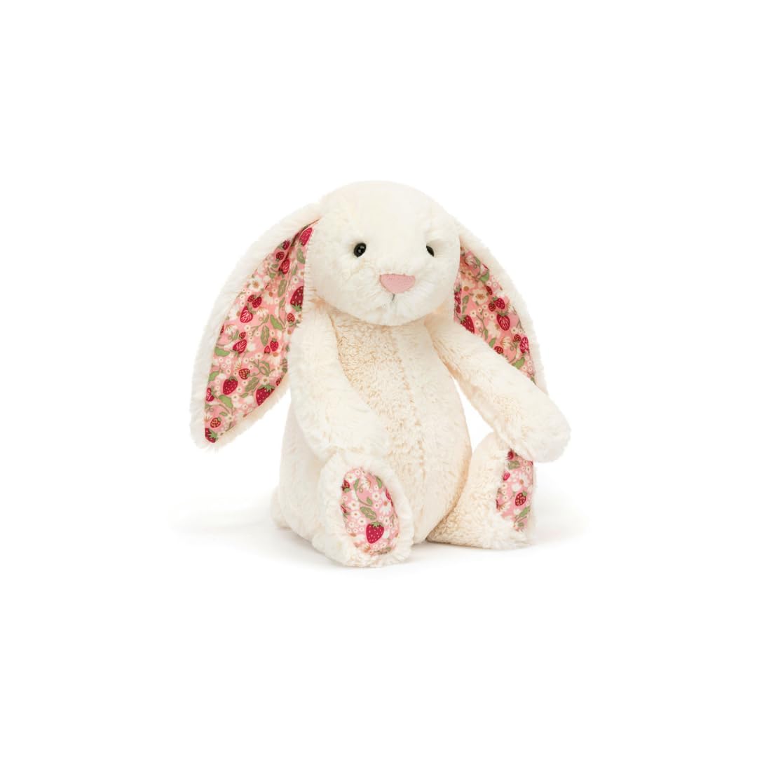 Jellycat Blossom Cream Bunny Berry Original close-up showing plush fur for comforting hugs