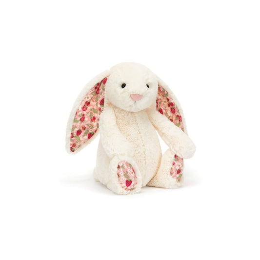 Jellycat Blossom Cream Bunny Berry Original close-up showing plush fur for comforting hugs