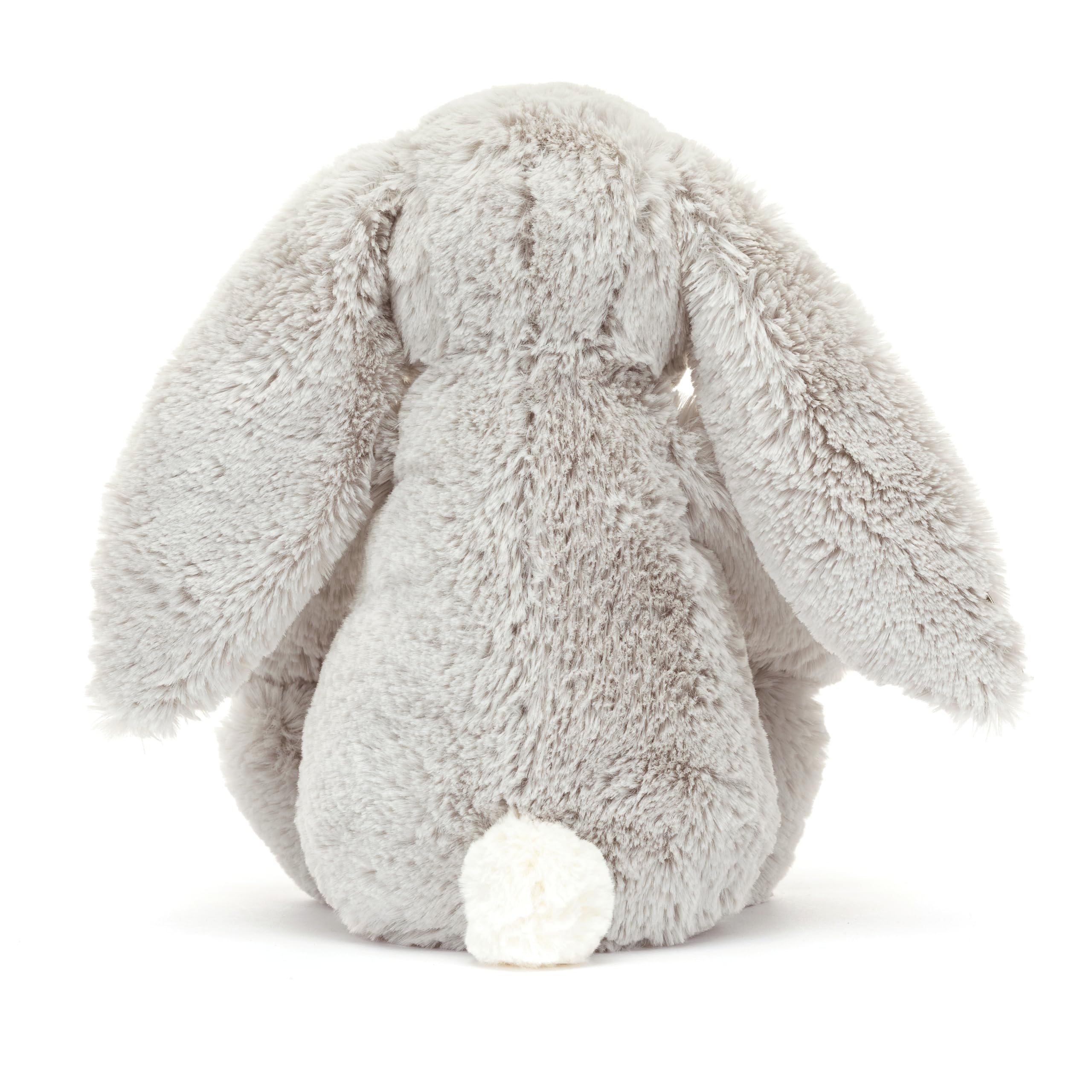 Jellycat Blossom Silver Bunny Bloom back view emphasizes plush body and timeless charm