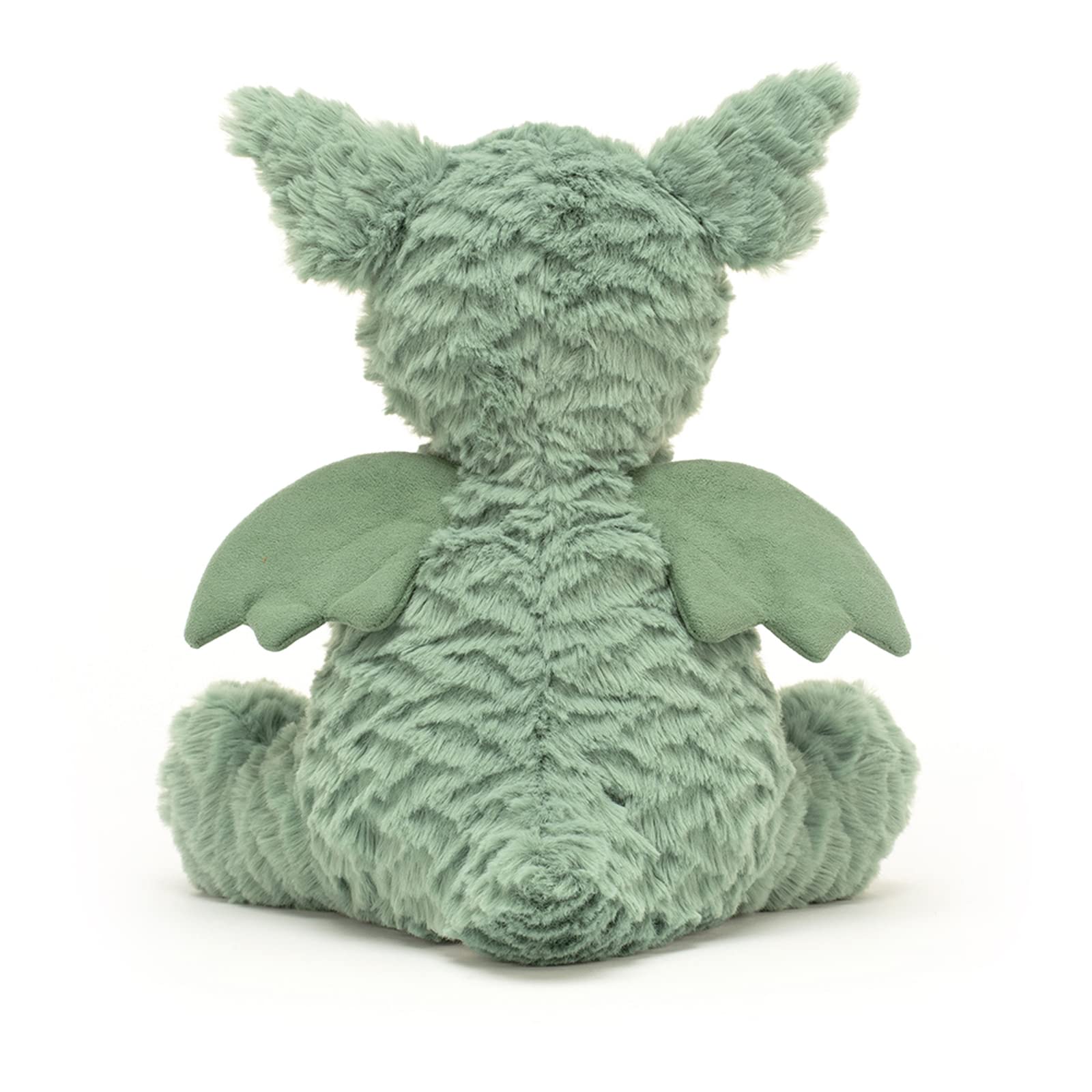 Jellycat Fuddlewuddle Dragon closeup fur focuses on premium fabric and softness.