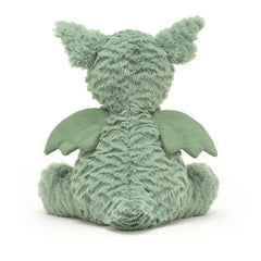 Jellycat Fuddlewuddle Dragon closeup fur focuses on premium fabric and softness.