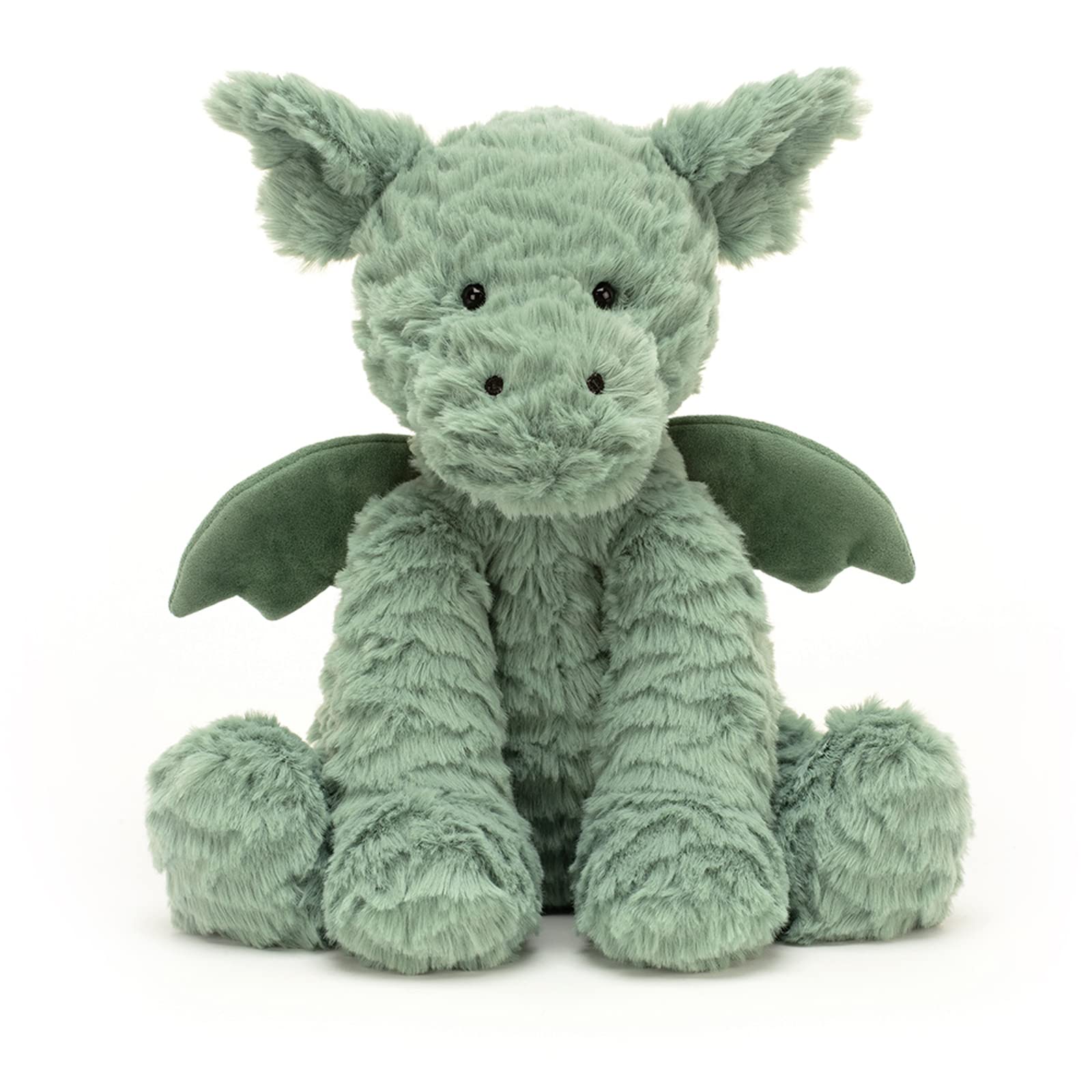 Jellycat Fuddlewuddle Dragon sitting height demonstrates a perfect desk or shelf companion.