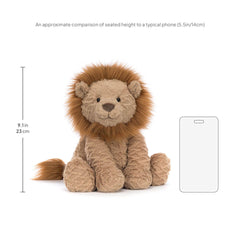 Jellycat Fuddlewuddle Lion smiling face invites cozy snuggles nightly.