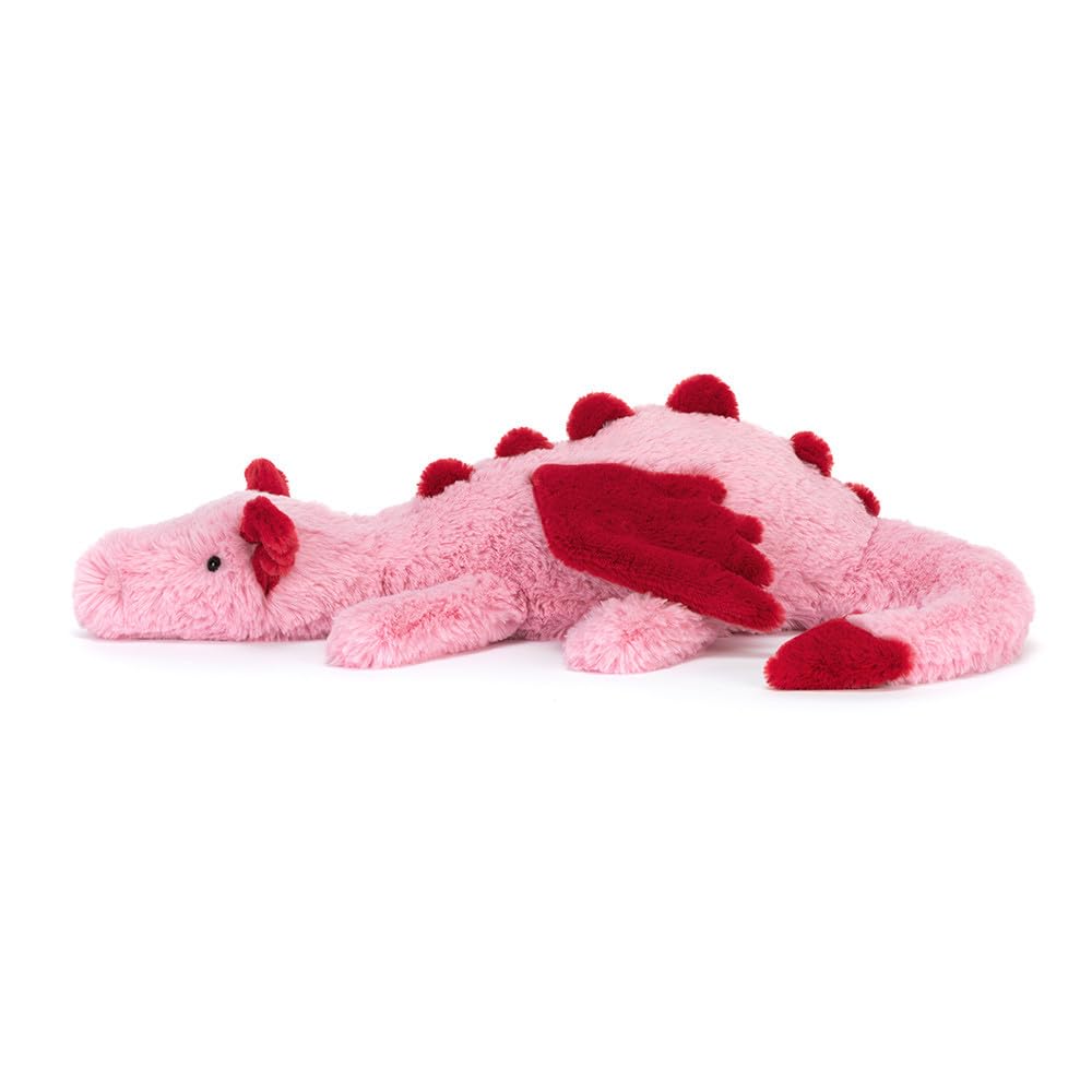 Jellycat Heart Dragon red-spined back detail for whimsy during playtime.