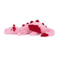 Jellycat Heart Dragon red-spined back detail for whimsy during playtime.
