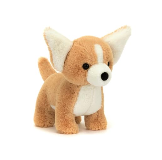 Jellycat Isobel Chihuahua Plush with honey fur makes a cozy travel buddy for car rides.