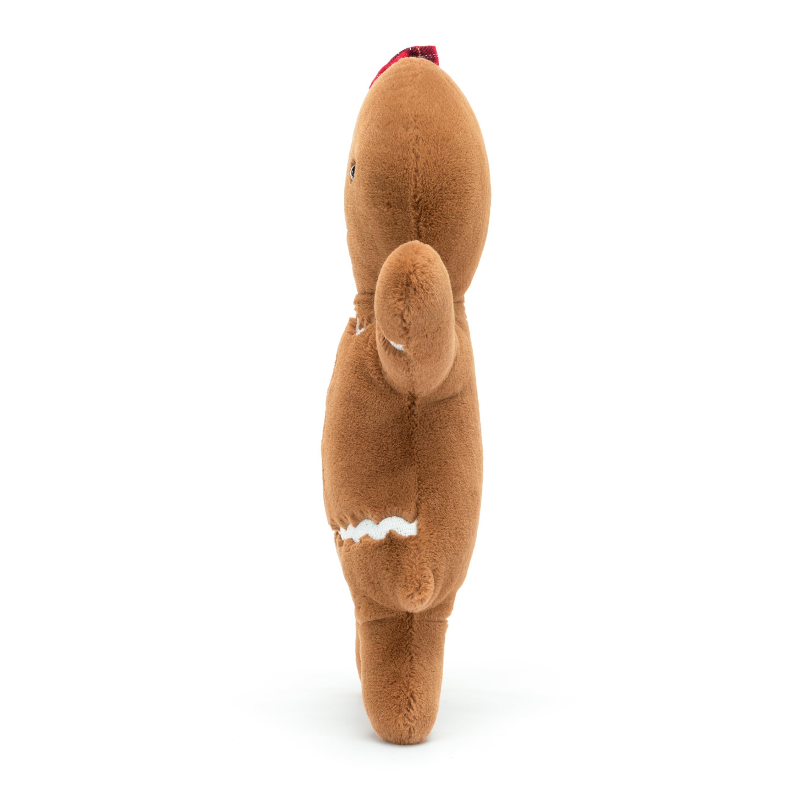 Jellycat Jolly Gingerbread Ruby fur texture closeup highlights soft plush and detailed stitching.