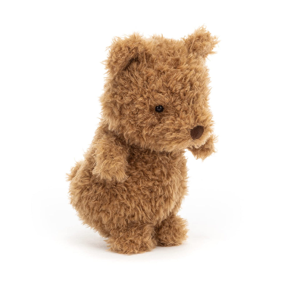 Jellycat Little Bear close-up of tawny fur texture for cuddly appeal